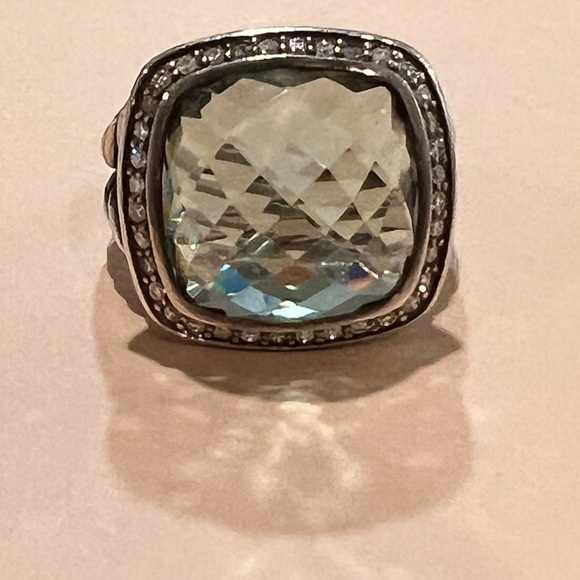 David Yurman Albion Ring in Sterling Silver with Prasiolite and Pavé Diamonds - Picture 3 of 9